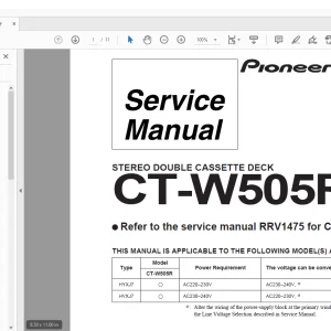 Pioneer CT-W505R STEREO DOUBLE CASSETTE DECK Service Manual - PDF DOWNLOAD