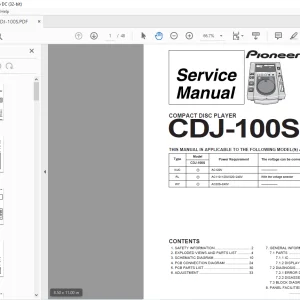 Pioneer Compact Disc Player CDJ-100S Service Manual - PDF DOWNLOAD