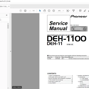 Pioneer DEH-1100 X1M/UC DEH-11 X1M/UC HIGH POWER CD PLAYER WITH FM/AM TUNER Service Manual - PDF