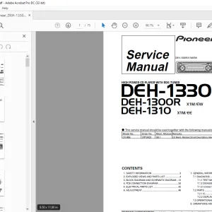 Pioneer DEH-1330R X1M/EW DEH-1300R X1M/EW DEH-1310 X1M/EE HIGH POWER CD PLAYER WITH RDS TUNER Service Manual-PDF DOWNLOAD