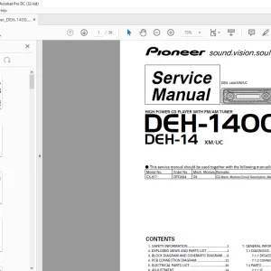 Pioneer DEH-1400 XM/UC DEH-14 XM/UC  FM/AM Service Manual-PDF