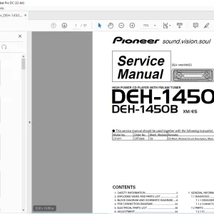 Pioneer DEH-1450 XM/ES DEH-1450B XM/ES FM/AM Service Manual-PDF