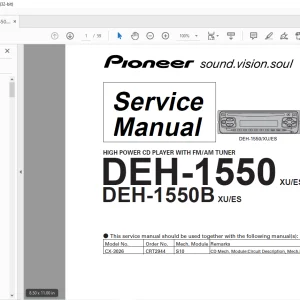 Pioneer DEH-1550XU/ES DEH-1550BXU/ES Service Manual -PDF