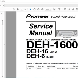 Pioneer DEH-1600 XU/UC DEH-16 XU/UC DEH-6 XU/UC Service Manual-PDF