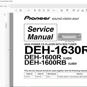 Pioneer DEH-1630R XU/EW DEH-1600R XU/EW DEH-1600RB XU/EW Service Manual PDF