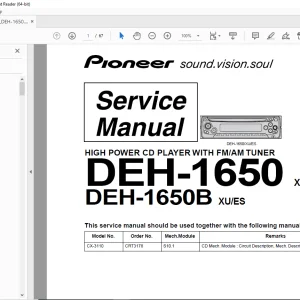 Pioneer DEH-1650 XU ES, XU CN DEH-1650B XU ES Service Manual - PDF