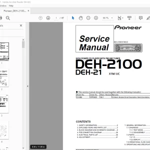 Pioneer DEH-2100 X1M/UC DEH-21 X1M/UC HIGH POWER CD PLAYER  Service Manual PDF