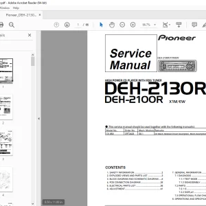 Pioneer DEH-2130R X1M/EW DEH-2100R X1M/EW  CD PLAYER  Service Manual -PDF
