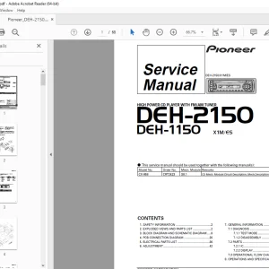 Pioneer DEH-2150 X1M/ES DEH-1150 X1M/ES HIGH POWER CD PLAYER  Service Manual PDF