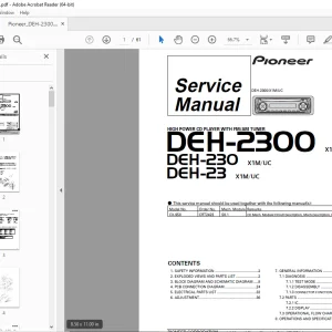Pioneer DEH-2300 X1M/UC DEH-230 X1M/UC DEH-23 X1M/UC Service Manual PDF