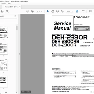 Pioneer DEH-2330R X1M DEH-2300RB X1M DEH-2300R X1M PLAYER Service Manual PDF