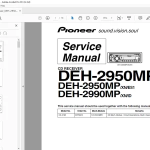 Pioneer DEH-2950MP/XN/ES DEH-2950MP/XN/ES1 DEH-2990MP/XN/ID Service Manual - PDF
