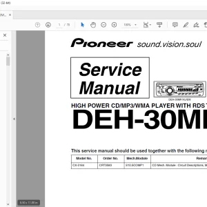 Pioneer DEH-30MP/XU/EW HIGH POWER CD/MP3/WMA PLAYER WITH RDS TUNER Service Manual - PDF DOWNLOAD