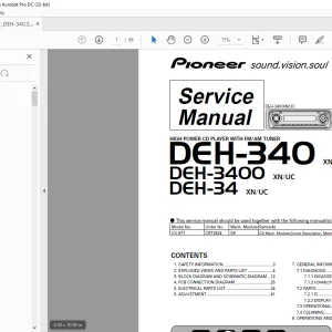Pioneer DEH-340 XN/UC DEH-3400 XN/UC DEH-34 XN/UC HIGH POWER CD PLAYER WITH FM/AM TUNER Service Manual - PDF DOWNLOAD