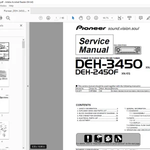 Pioneer DEH-3450 XN/ES DEH-2450F XN/ES HIGH POWER CD PLAYER Service Manual PDF