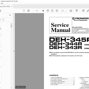Pioneer DEH-345R X1M/EW DEH-344R X1M/EW DEH-343R X1M/GR HIGH POWER CD PLAYER WITH RDS TUNER Service Manual-PDF DOWNLOAD