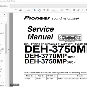 Pioneer DEH-3750MP/XU/GS DEH-3770MP/XU/CS DEH-3750MP/XU/CN Service Manual PDF