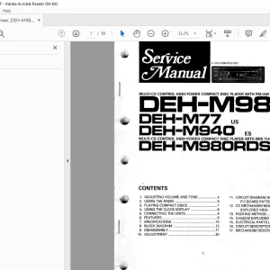 Pioneer DEH-M980 UC DEH-M77 US DEH-M940 ES DEH-M980RDS EW X1B Service Manual-PDF