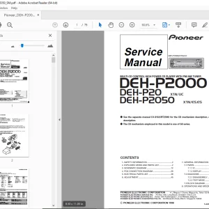 Pioneer DEH-P2000 X1N/UC DEH-P20 X1N/UC DEH-P2050 X1N/ES ES Service Manual PDF