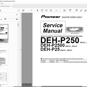 Pioneer DEH-P250XM/UC DEH-P2500XM/UC XN/UC DEH-P25XM/UC Service Manual PDF