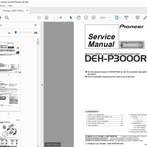Pioneer DEH-P3000R X1N/EW MULTI-CD CONTROL RDS TUNER Service Manual PDF