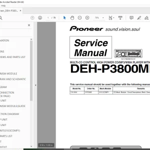 Pioneer DEH-P3800MP /XU/UC MULTI-CD CONTROL HIGH POWER Service Manual PDF