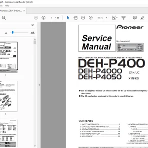 Pioneer DEH-P400 X1N/UC DEH-P4000 X1N/UC DEH-P4050 X1N/ES Service Manual-PDF