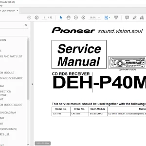 Pioneer DEH-P40MP/XU/EW5 CD RDS RECEIVER Service Manual PDF DOWNLOAD