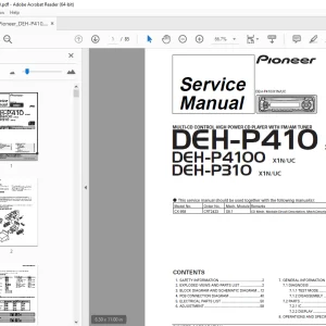 Pioneer DEH-P410 X1N/UC DEH-P4100 X1N/UC DEH-P310 X1N/UC Service Manual PDF