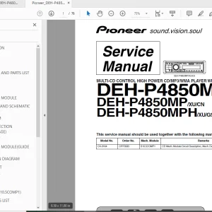 Pioneer DEH-P4850MP DEH-P4850MP DEH-P4850MPH Service Manual PDF DOWNLOAD