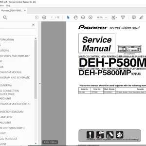 Pioneer DEH-P580MP/XN/UC DEH-P5800MP/XN/UC Service Manual PDF DOWNLOAD
