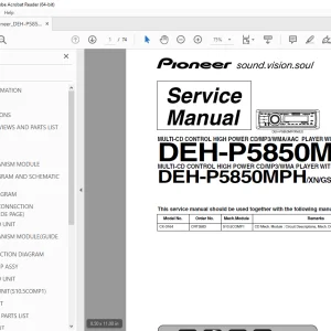 Pioneer DEH-P5850MP/XN/ES DEH-P5850MPH/XN/GS Service Manual PDF DOWNLOAD