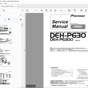 Pioneer DEH-P630 X1N/UC DEH-P6300 X1N/UC Service Manual PDF DOWNLOAD