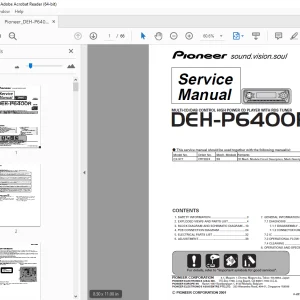 Pioneer DEH-P6400R XN/EW MULTI-CD/DAB RDS TUNER Service Manual PDF DOWNLOAD