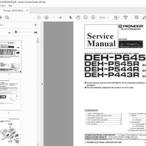 Pioneer DEH-P645R DEH-P545R DEH-P544R DEH-P443R Service Manual PDF DOWNLOAD