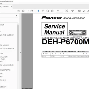 Pioneer DEH-P6700MP/XM/EW MULTI-CD CONTROL RDS TUNER Service Manual PDF