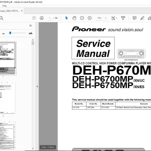 Pioneer DEH-P670MP/XN/UC DEH-P6700MP/XN/UC DEH-P6750MP/XN/ES Service Manual PDF