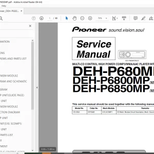 Pioneer DEH-P680MP/XN/UC DEH-P6800MP/XN/UC DEH-P6850MP/XN/ES Service Manual PDF