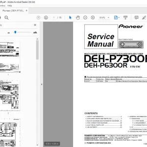 Pioneer DEH-P7300R X1N/EW DEH-P6300R X1N/EW Service Manual PDF DOWNLOAD