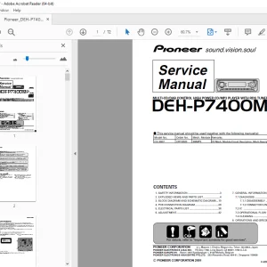 Pioneer DEH-P7400MP XN/EW HIGH POWER CD/MP3 PLAYER Service Manual PDF