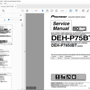 Pioneer DEH-P75BT/XN/EW5  DEH-P7850BT/XN/ES Service Manual PDF DOWNLOAD