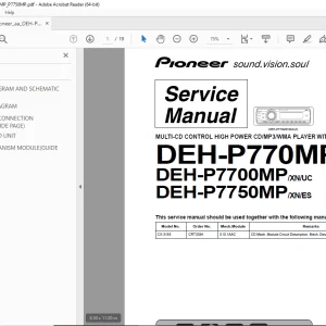Pioneer DEH-P770MP/XN/UC DEH-P7700MP/XN/UC DEH-P7750MP/XN/ES Service Manual PDF