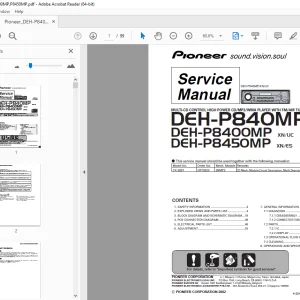 Pioneer DEH-P840MP XN/UC DEH-P8400MP XN/UC DEH-P8450MP XN/ES Service Manual PDF