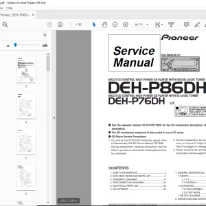 Pioneer DEH-P86DHR UC DEH-P76DH UC Service Manual PDF DOWNLOAD