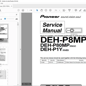 Pioneer DEH-P8MP/XN/UC DEH-P80MP/XN/UC DEH-P1Y/XN/ES Service Manual PDF