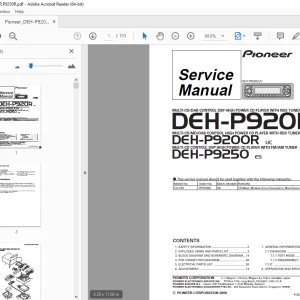 Pioneer DEH-P920R UC DEH-P9200R UC DEH-P9250 ES Service Manual PDF DOWNLOAD