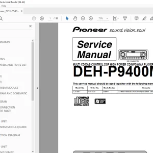 Pioneer DEH-P9400MP EW MULTI-CD/DAB CONTROL DSP PLAYER Service Manual PDF