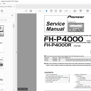 Pioneer FH-P4000 X1N/UC X1N/ES  FH-P4000R X1N/EW Service Manual - PDF