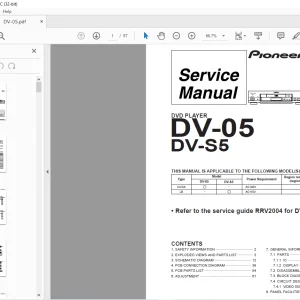 Pioneer DV-05 DV-S5 DVD PLAYER Service Manual - PDF DOWNLOAD