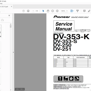 Pioneer DV-353-K DV-353-S DV-250 DV-251 DVD Player Service Manual - PDF